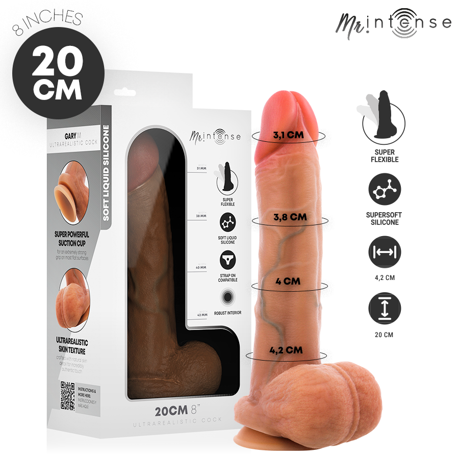 MR INTENSE - GARY M ULTRA-REALISTIC SILICONE COCK WITH TESTICLES 20 CM -Ø- 4.2 CM — MR. INTENSE · Dildo & Stimulatoare
