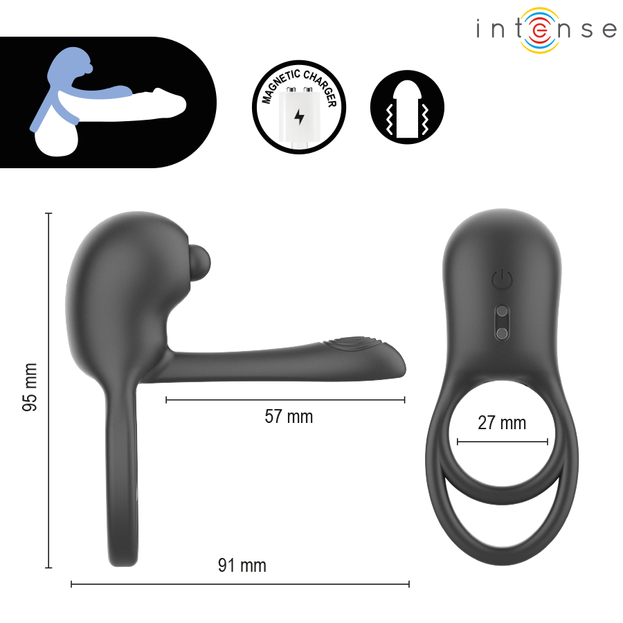 Intense-Spike Anello Vibratore per Pene con Telecomando · Anelli & Guaine per pene (immagine 4)