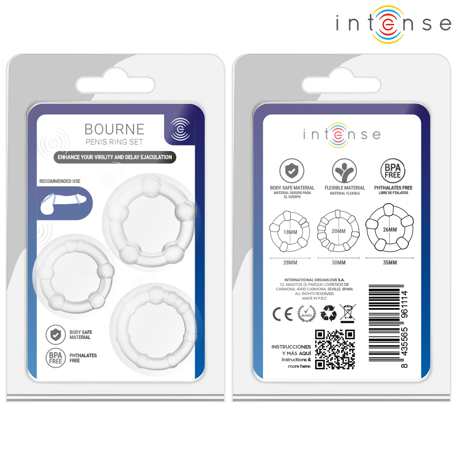Intense-Bourne Set 3 Anelli per Pene in Silicone 5 Intense-Bourne Set 3 Anelli per Pene in Silicone · Anelli & Guaine per pene (imaginea 5)