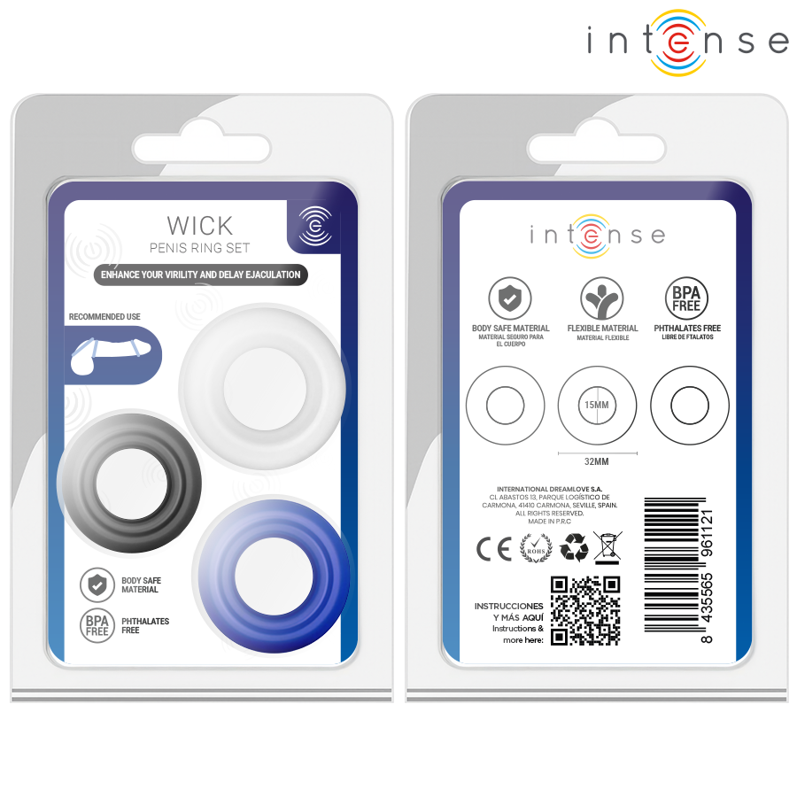 Intense-Wick Set 3 Anelli per Pene Vari Colori · Anelli & Guaine per pene (immagine 5)