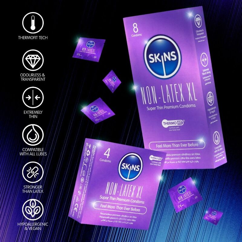 Skins-Preservativo senza Latex XL 4 Pezzi 5 Skins-Preservativo senza Latex XL 4 Pezzi · Preservativi (imaginea 5)