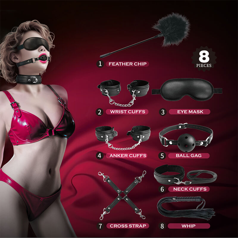 Pretty Love-Kit BDSM 8 Parti Nero · Accessori BDSM (immagine 7)