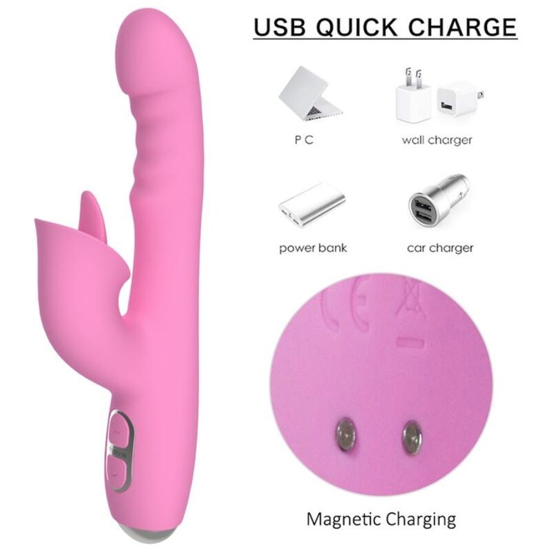 Nalone-T-May vibratore coniglio con spinta e oscillazione Rosa · Vibratori (immagine 8)