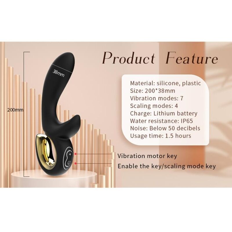 Nalone-Lulu Vibratore Coniglio con Spinta Nero · Vibratori (immagine 8)