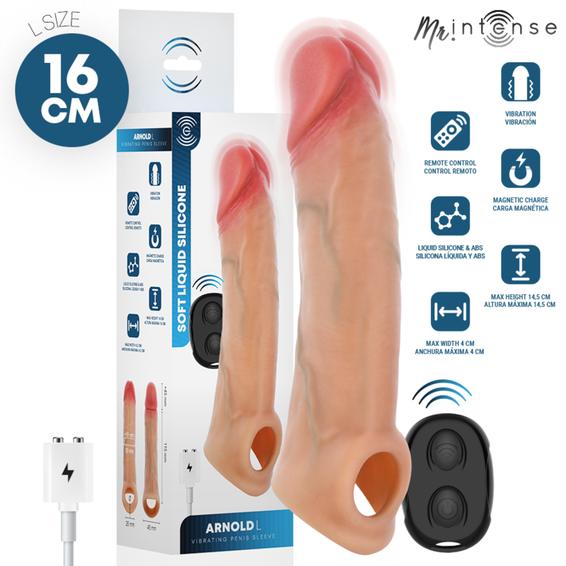 Mr Intense-Arnold L Guaina Vibratore Pene con Telecomando — MR. INTENSE · Anelli & Guaine per pene