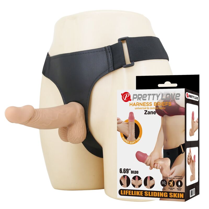 Pretty Love-Zane Strap-on con Dildo Flessibile 17 cm Naturale · Strap-on & Imbracature