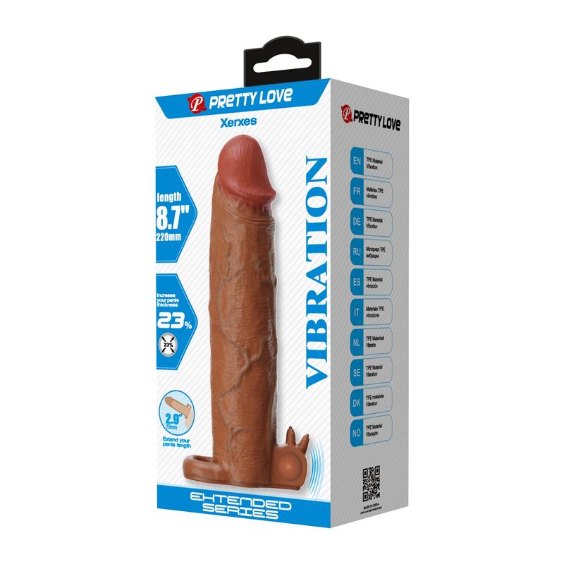 Pretty Love-Xerxes Guaina Vibratore per Pene 22 cm Marrone · Giocattoli anali (imaginea 6)