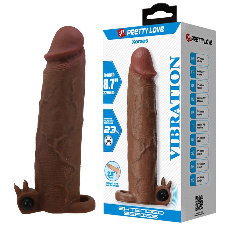 Pretty Love-Xerxes Guaina Vibratore per Pene 22 cm Marrone