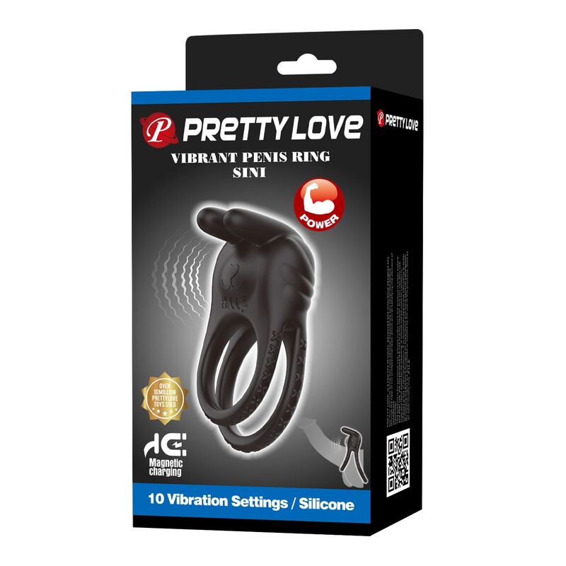 Pretty Love-Sini Anello Vibratore per Pene 10 Funzioni Nero · Anelli & Guaine per pene (imaginea 2)