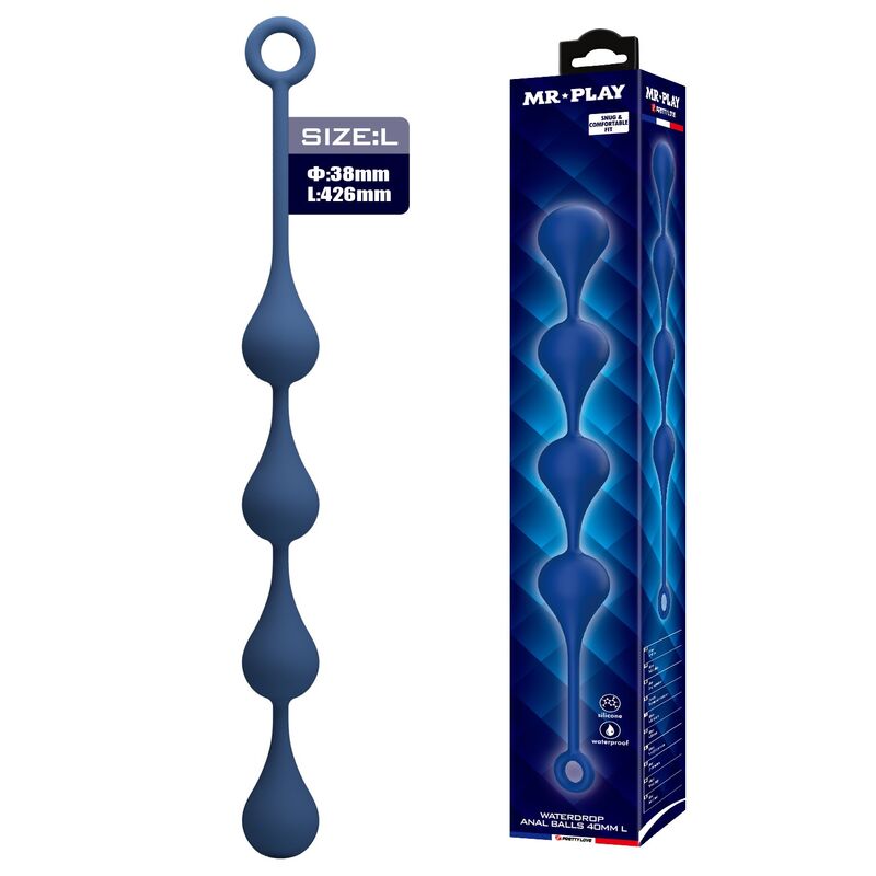 Mr Play-Palline anali Silicone Blu Dimensione L 42,6 cm · Giocattoli anali