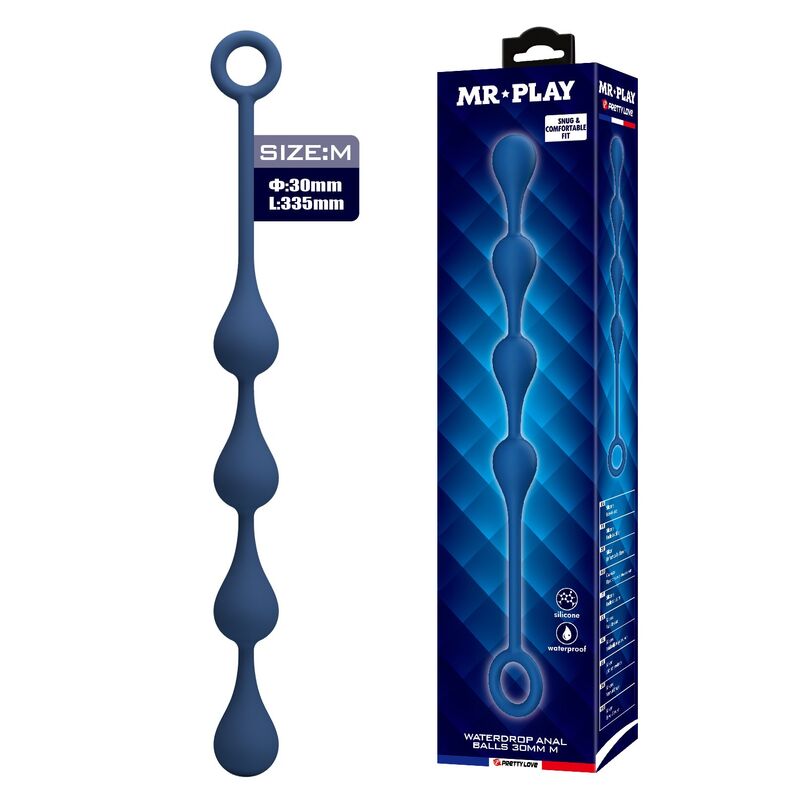 Mr Play-Palline anali Silicone Blu Dimensione M 33 cm · Giocattoli anali