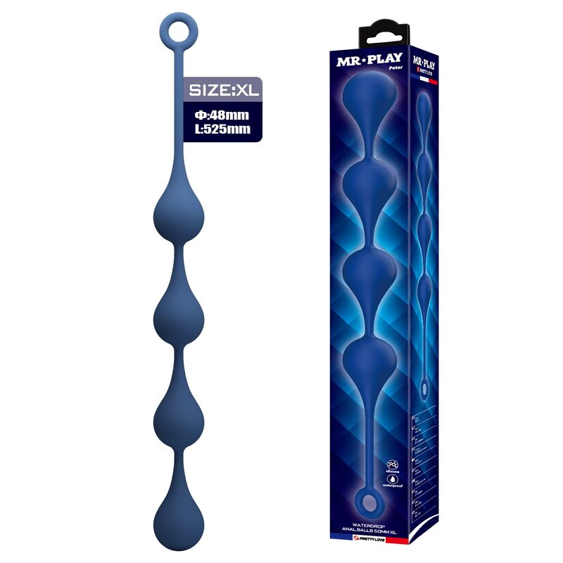 Mr Play-Palline anali Silicone Blu Taglia XL 52,5 cm