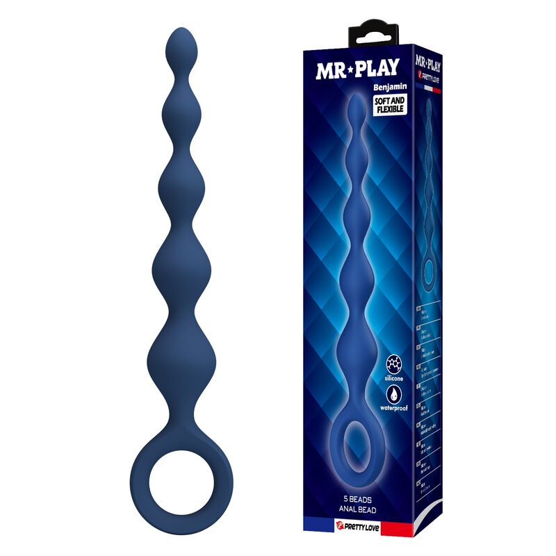 Mr Play-Palline anali con Plug anale di Silicone Blu 20,4 cm · Giocattoli anali