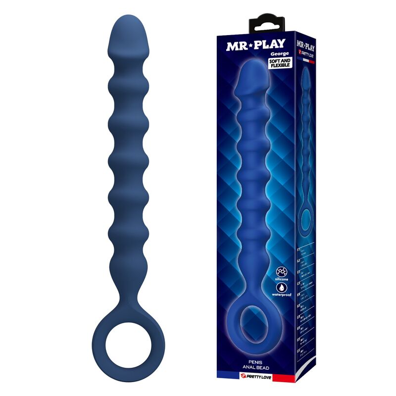 Mr Play-Palline anali con Plug anale Blu 28,5 cm Ø 3,4 cm · Giocattoli anali