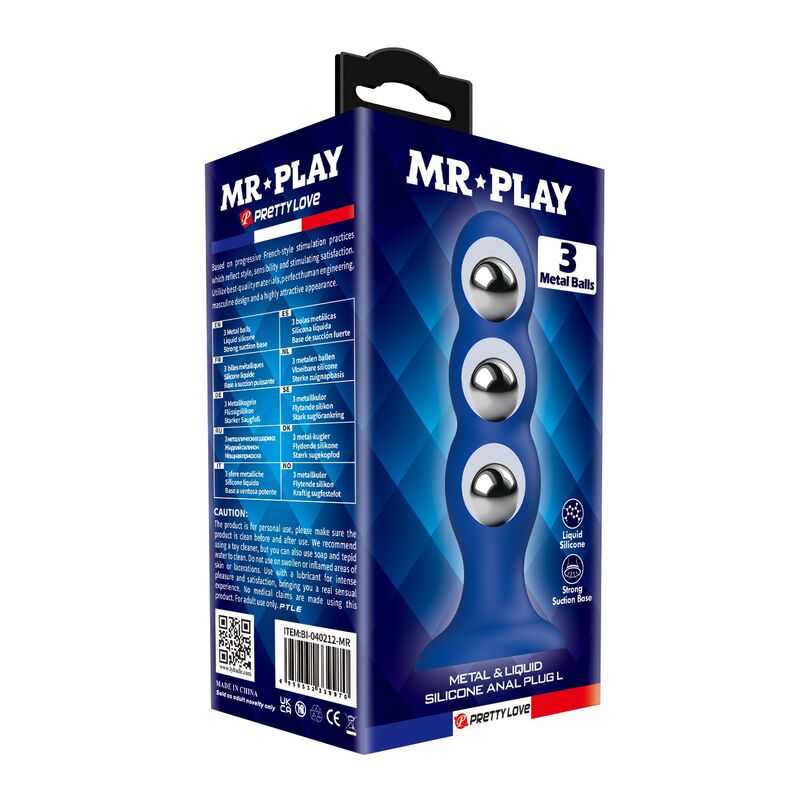 Mr Play-Plug anale con sfere metalliche e Ventosa Blu · Giocattoli anali (immagine 5)
