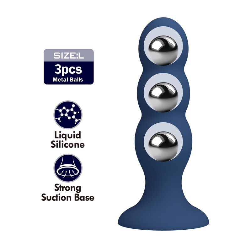 Mr Play-Plug anale con sfere metalliche e Ventosa Blu · Giocattoli anali (immagine 3)
