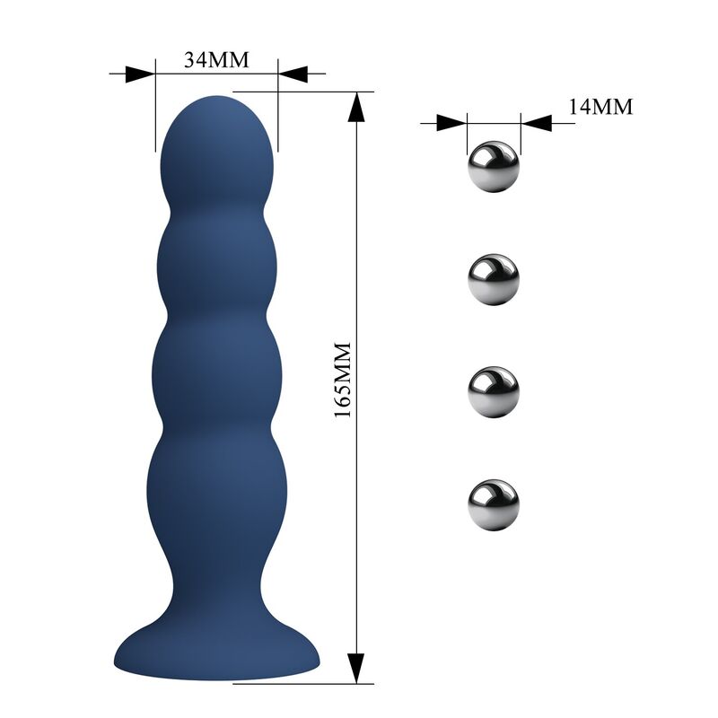 Mr Play-Plug anale con 4 sfere di metallo e Ventosa Blu · Giocattoli anali (immagine 7)