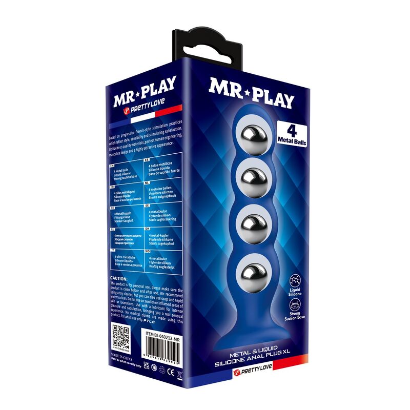 Mr Play-Plug anale con 4 sfere di metallo e Ventosa Blu · Giocattoli anali (immagine 3)