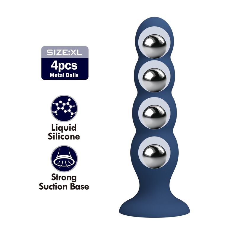 Mr Play-Plug anale con 4 sfere di metallo e Ventosa Blu · Giocattoli anali (immagine 2)