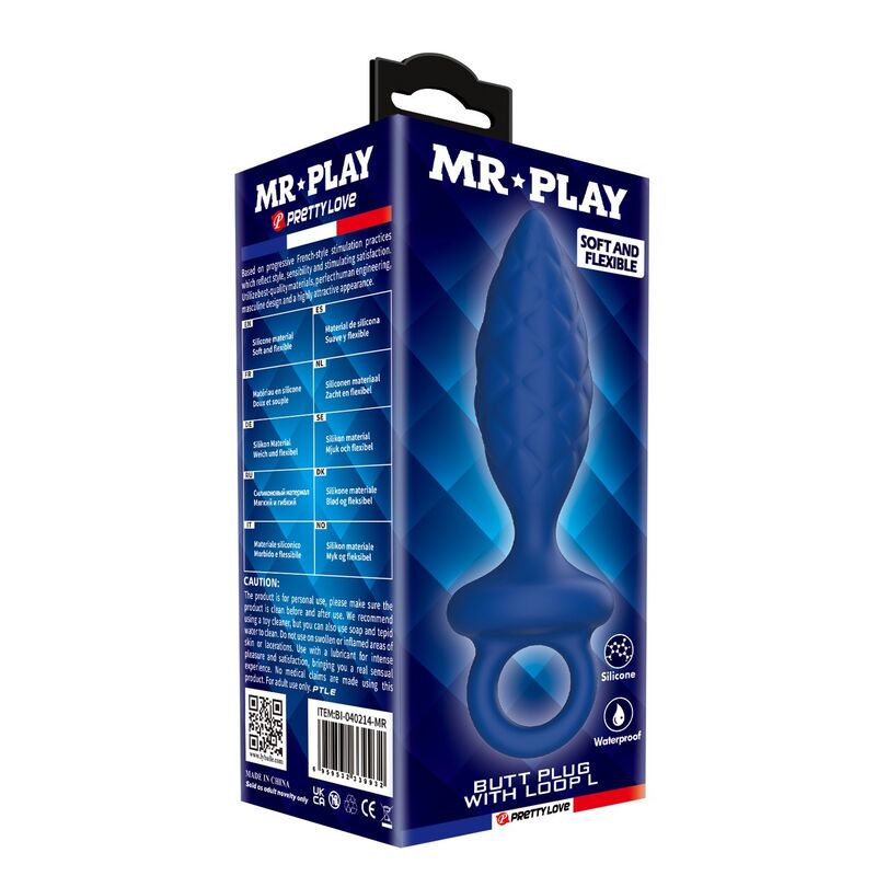 Mr Play-Plug anale Textured con Anello Blu Taglia L · Giocattoli anali (imaginea 4)