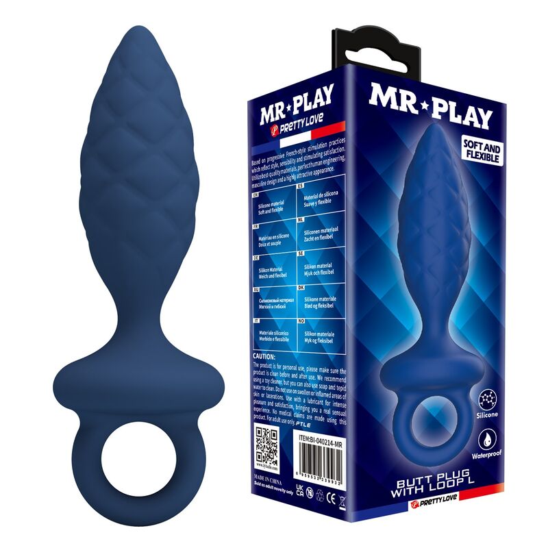 Mr Play-Plug anale Textured con Anello Blu Taglia L · Giocattoli anali