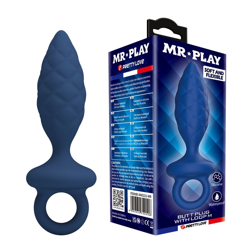 Mr Play-Plug anale Textured con anello Blu Taglia M · Giocattoli anali