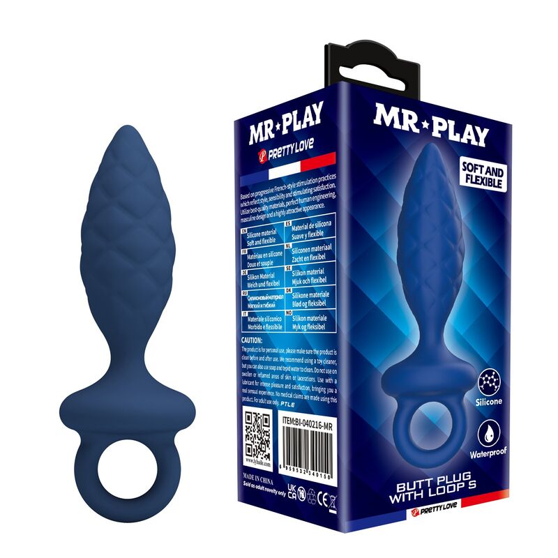 Mr Play-Plug anale Textured con Anello Blu Taglia S · Giocattoli anali