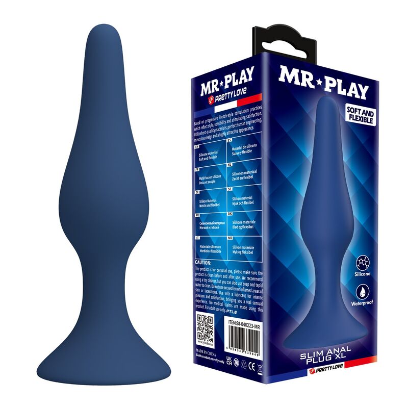 Mr Play-Plug anale Silicone conico Blu Taglia XL