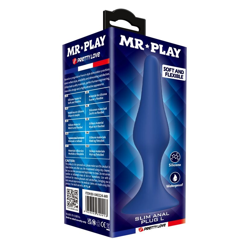 Mr Play-Plug anale Slim Silicone Blu Taglia L · Giocattoli anali (imaginea 3)