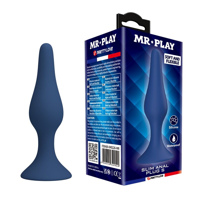 Mr Play-Plug anale Slim Silicone Blu Taglia S 1 Mr Play-Plug anale Slim Silicone Blu Taglia S · Giocattoli anali