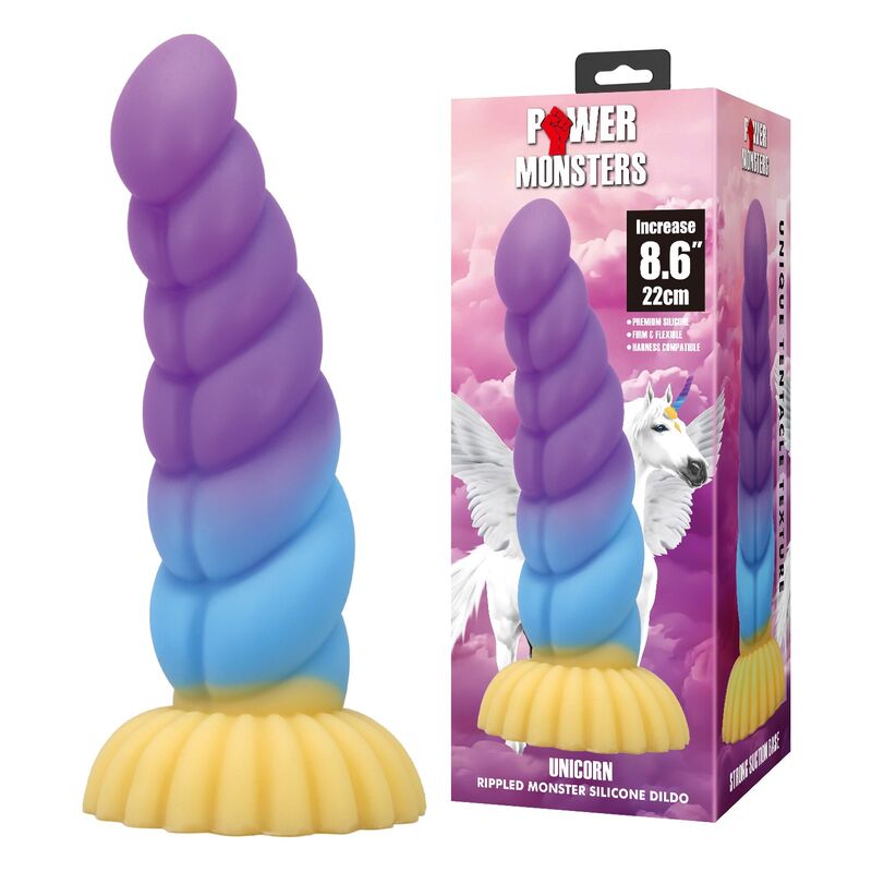 Power Monsters-Unicorno Tricolore Dildo Fantasy 22 cm · Dildo & Stimolatori (immagine 3)