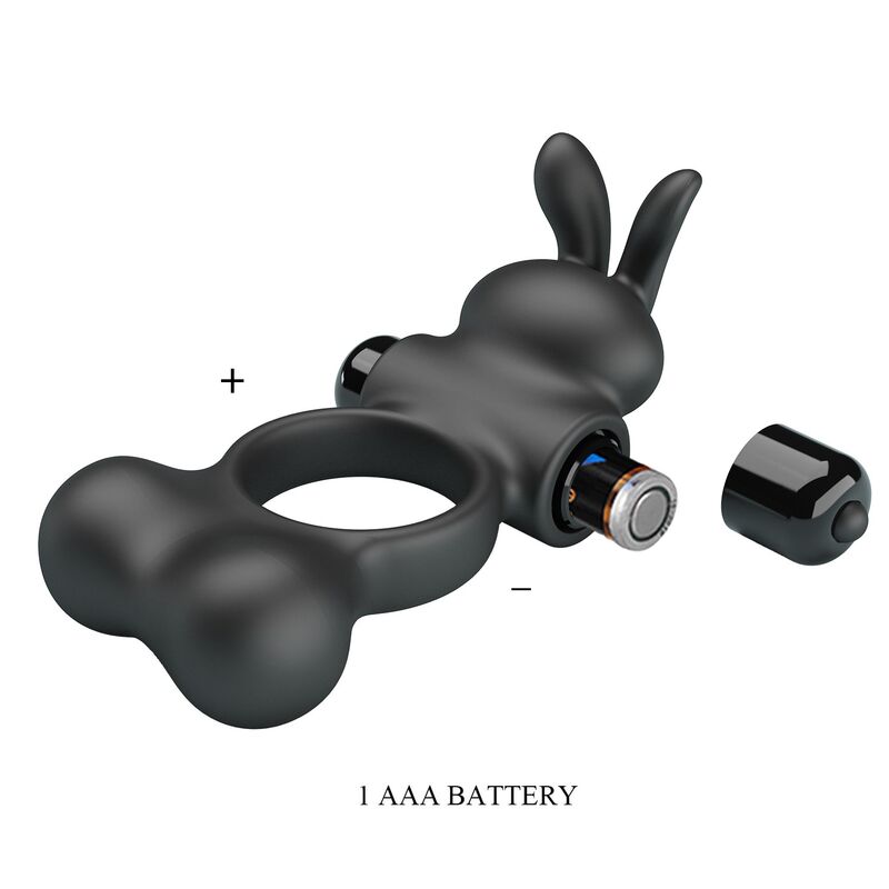 Pretty Love-Anello vibrante con stimolatore coniglio Nero · Anelli & Guaine per pene (imaginea 7)