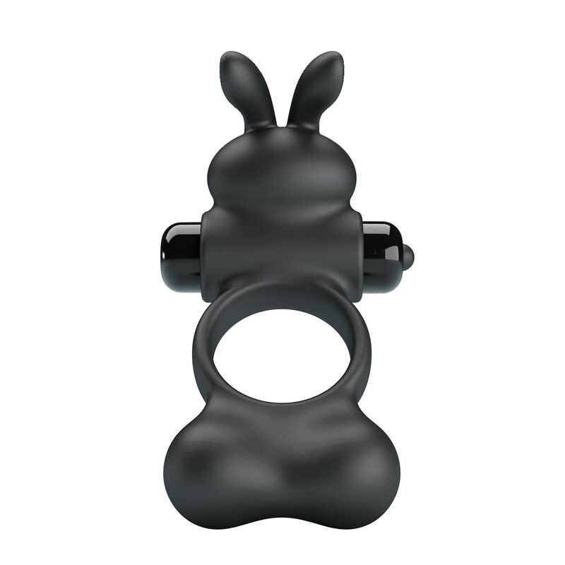Pretty Love-Anello vibrante con stimolatore coniglio Nero
