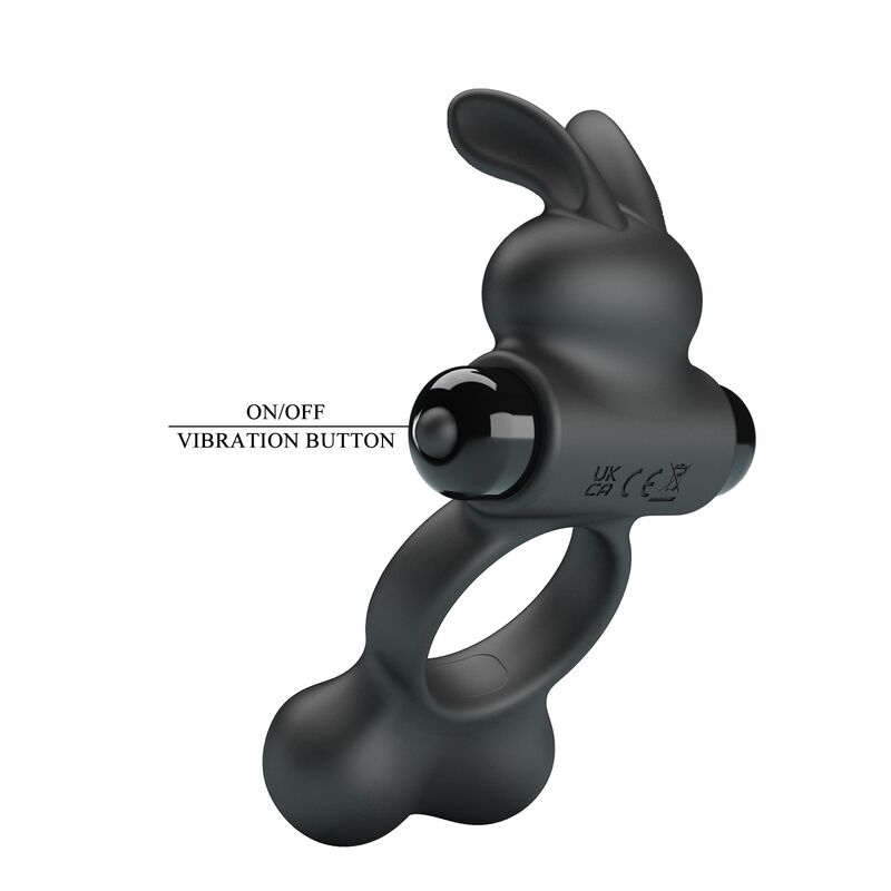 Pretty Love-Anello vibrante con stimolatore coniglio Nero · Anelli & Guaine per pene (imaginea 8)