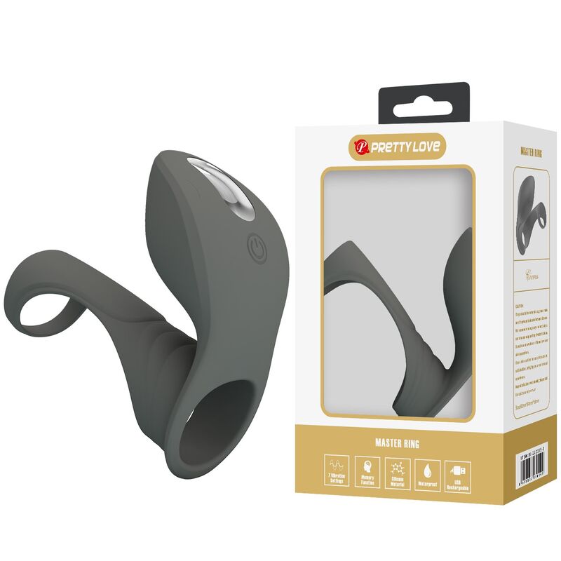 Pretty Love-Anello vibrante ricaricabile con doppio stimolo · Anelli & Guaine per pene (imaginea 2)