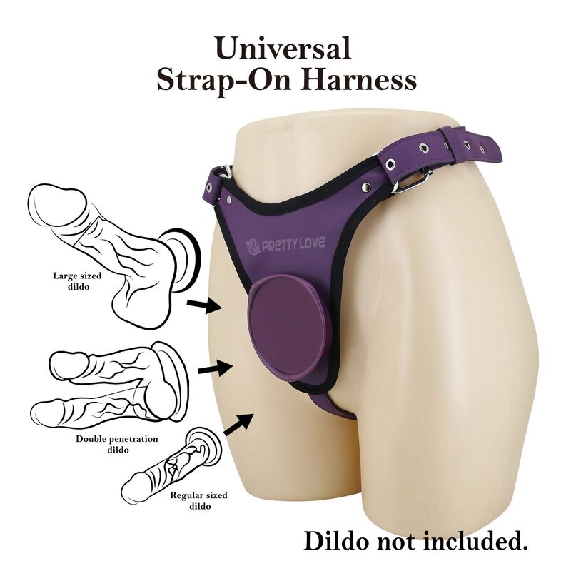 Pretty Love-Mutandine Imbracatura Strap-on Universal Viola e Nero · Strap-on & Imbracature (immagine 5)