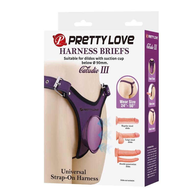 Pretty Love-Mutandine Imbracatura Strap-on Universal Viola e Nero · Strap-on & Imbracature (immagine 6)