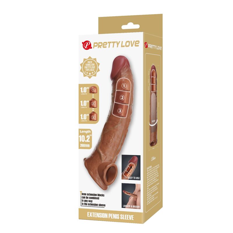 Pretty Love-Guaina Estensione regolabile 26 cm Marrone · Anelli & Guaine per pene (immagine 4)