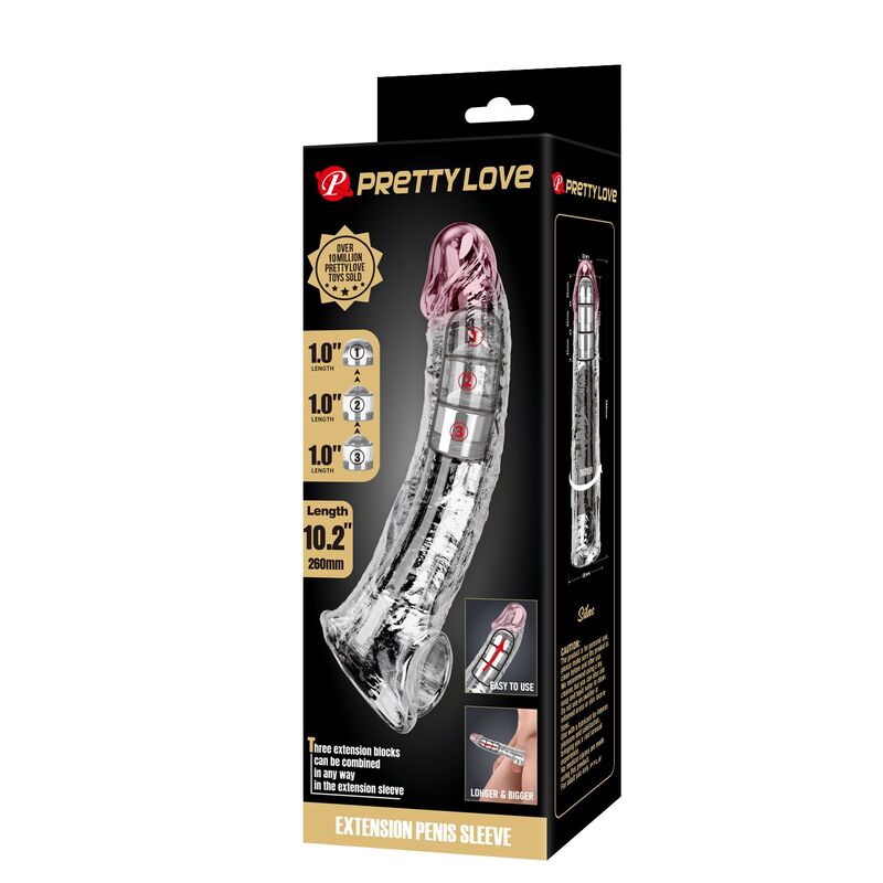 Pretty Love-Guaina Estensione regolabile 26 cm Trasparente · Anelli & Guaine per pene (imaginea 9)