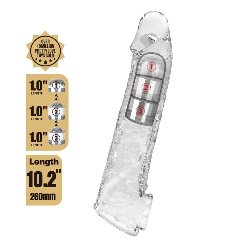 Pretty Love-Guaina Estensione regolabile 26 cm Trasparente · Anelli & Guaine per pene (imaginea 4)