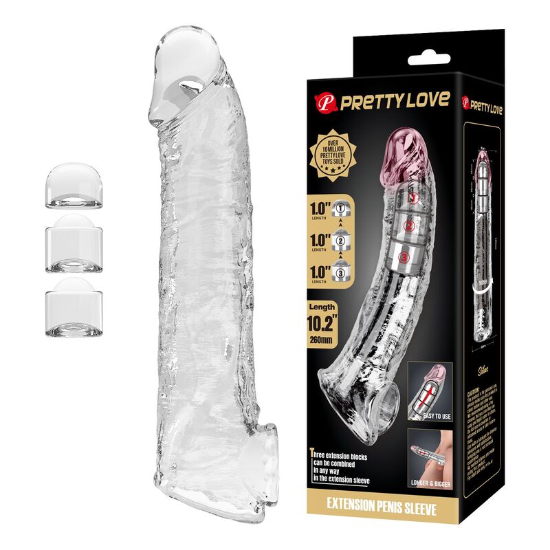 Pretty Love-Guaina Estensione regolabile 26 cm Trasparente · Anelli & Guaine per pene