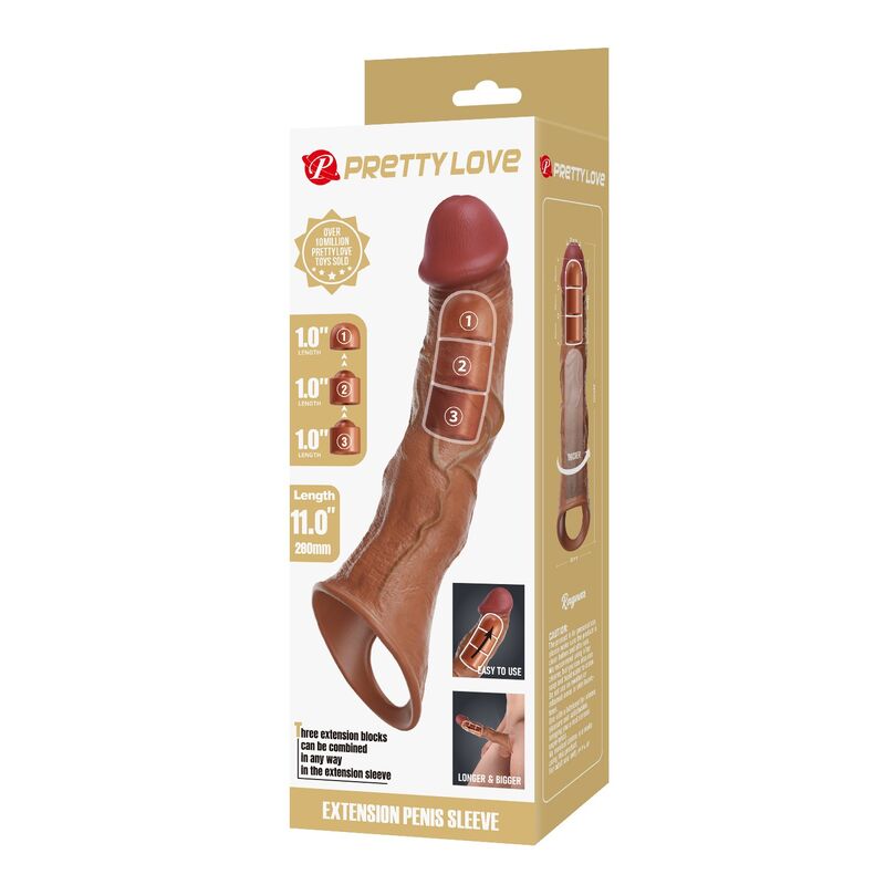 Pretty Love-Guaina Estensione regolabile 28 cm Marrone 6 Pretty Love-Guaina Estensione regolabile 28 cm Marrone · Anelli & Guaine per pene (imaginea 6)
