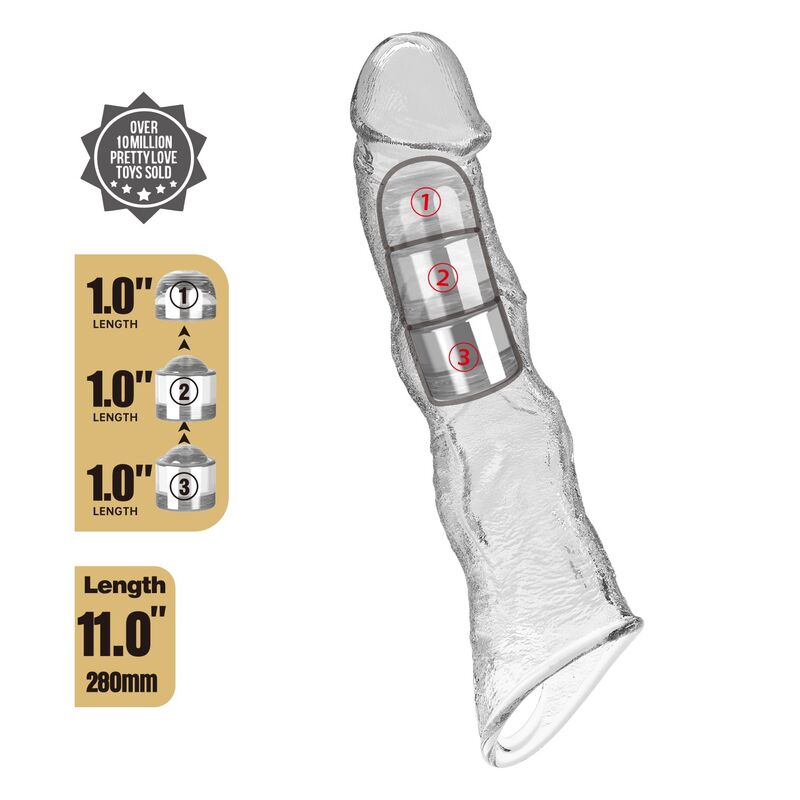 Pretty Love-Guaina Estensione regolabile 28 cm Trasparente · Anelli & Guaine per pene (imaginea 5)