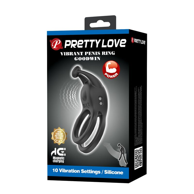 Pretty Love-Goodwin Anello Vibratore Doppio Ricaricabile Nero · Anelli & Guaine per pene (imaginea 9)