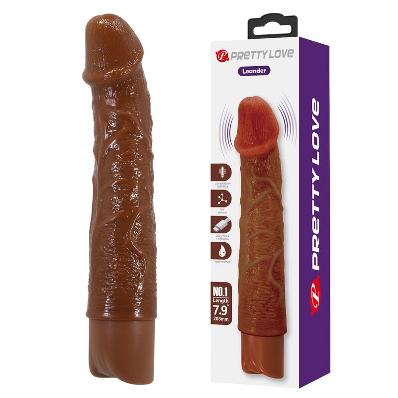 Pretty Love-Leonardo Vibrator Realist 20 cm Marrone