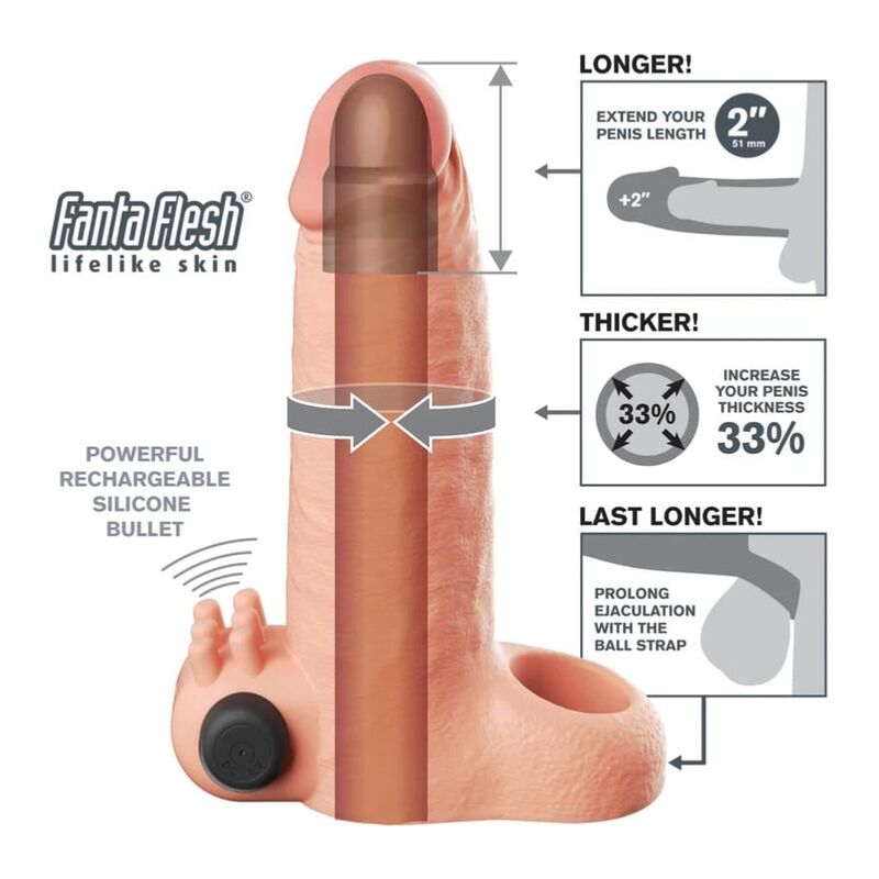 Pipedreams-Fantasy X-Tension Guaina Vibrator +5 cm Beige 5 Pipedreams-Fantasy X-Tension Guaina Vibrator +5 cm Beige · Anelli & Guaine per pene (imaginea 5)