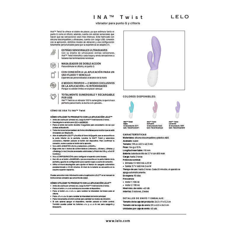Lelo-Ina Twist Vibratore Rabbit Punto G e Clitoride · Vibratori (immagine 6)