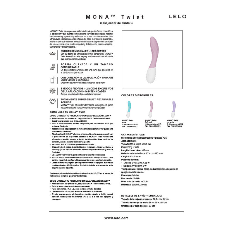 Lelo-Mona Twist Vibratore Punto G con Applicazione 54 Lelo-Mona Twist Vibratore Punto G con Applicazione · Giocattoli per coppie (imaginea 6)