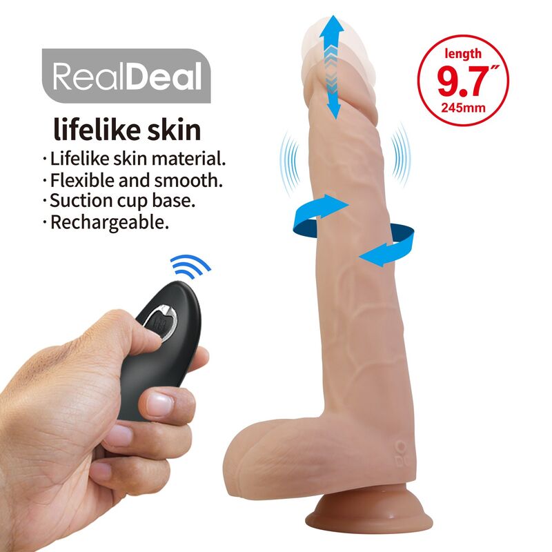 Pretty Love-Nolan Dildo Vibratore con Telecomando 24,5 cm 3 PRETTY LOVE - NOLAN THRUSTING & ROTATING VIBRATING DILDO REMOTE CONTROL 24.5 CM Ø 5 CM NATURAL · Vibratoare (imaginea 3)