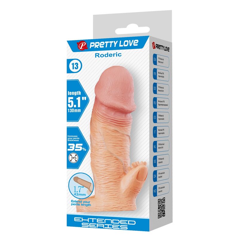 Pretty Love-Roderic Guaina Extender Pene 13 cm Naturale · Anelli & Guaine per pene (imaginea 6)